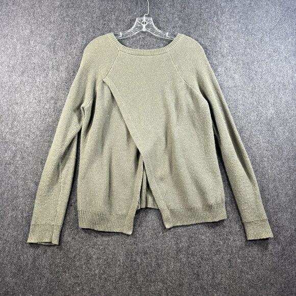 Madewell Province Sweater Women's Small Green Olive Army Cross-Back Slit Back - Picture 6 of 7
